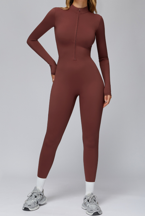 Autumn Winter One Piece Close Fitting Fleece Yoga Jumpsuit One Piece Outdoor Keep Warm Jumpsuit Running Fitness Clothes