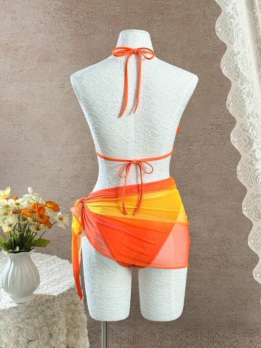 Floral More High Waist Triangle Halter Bikini