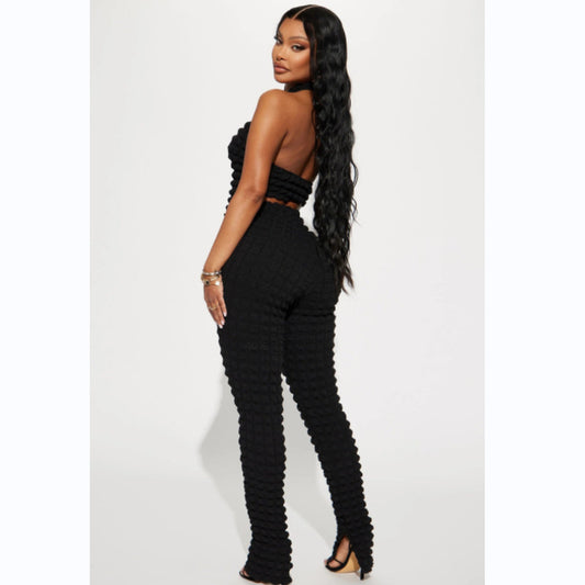 Solid Color Sleeveless Halter 2 piece set