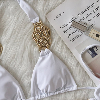 Bikini Solid Color Split Swimsuit